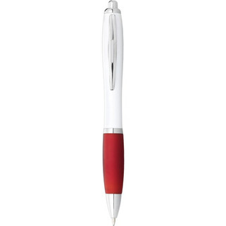 Stylo bille avec corps blanc et grip coloré Nash (encre bleue) - EgotierPro 106900