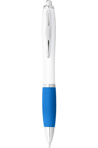 Stylo bille avec corps blanc et grip coloré Nash (encre bleue) - EgotierPro 106900