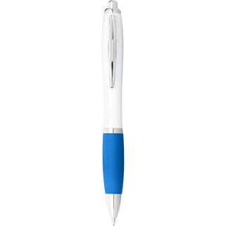 Stylo bille avec corps blanc et grip coloré Nash (encre bleue) - EgotierPro 106900