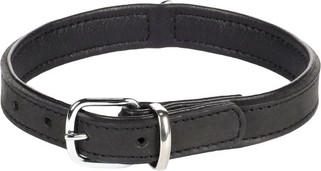 Flamingo f-5302184 - Collier en Cuir Noir avec Anneau Chromé