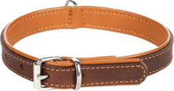 Flamingo f-5302140 - Luxurious Soft Leather Dog Collar with Chrome Finish