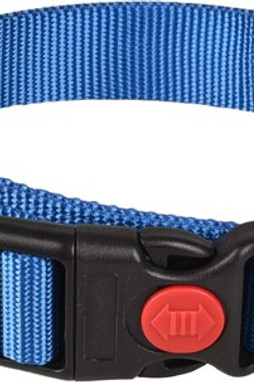 Flamingo f-519894 - Adjustable Blue Nylon Dog Collar with D-Ring
