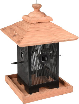 Flamingo f-110331 - Distributeur de Nourriture pour Oiseaux en Bois de Cèdre