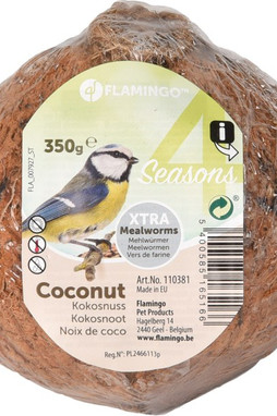 Flamingo f-110381 - Nutritious Coconut Bird Feeder with Mealworms
