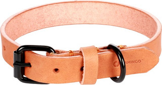 Flamingo f-521265 - Elegant Cognac Leather Dog Collar with Black Hardware