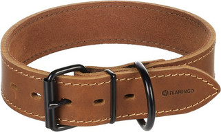 Flamingo f-523305 - Elegant Montana Cognac Leather Dog Collar