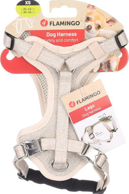 Flamingo f-523775 - Comfortable Linen Dog Harness with Chrome Closure