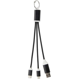 Metal 4-in-1 recycled aluminium charging cable with keychain - EgotierPro 124382