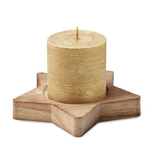 LOTUS Candle on star wooden base - GiftRetail CX1481