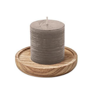 PENTAS Vanilla Scented Candle on Elegant Wooden Base - GiftRetail MO6282