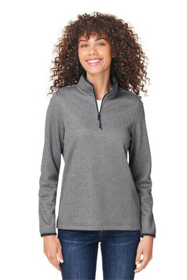 Core365 CE73W - Ladies Venture Heathered Stripe Quarter-Zip