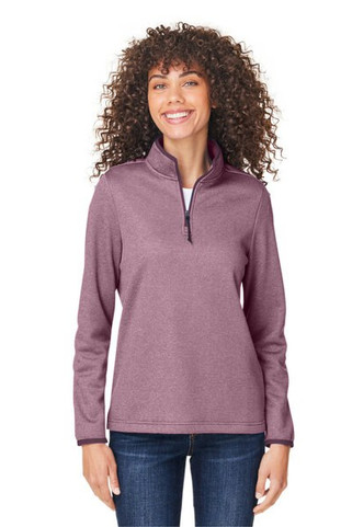 Core365 CE73W - Ladies Venture Heathered Stripe Quarter-Zip