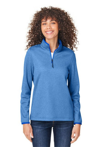 Core365 CE73W - Ladies Venture Heathered Stripe Quarter-Zip