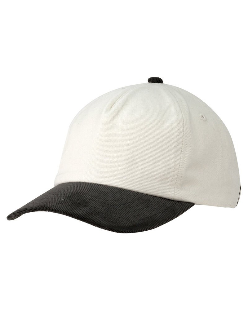 Big Accessories BA710 - Two-Tone Corduroy Cap - Cream/Black