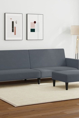 vidaXL 3035893 - 2-Seater Sofa Bed with Footstool Velvet
