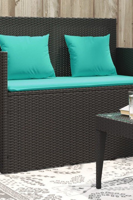 vidaXL 3038578 - Garden Bench with Cushions Poly Rattan