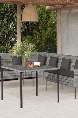 vidaXL 3029487 - Ensemble à manger de jardin et coussins 2 pcs gris rotin