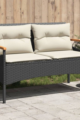 vidaXL 3034168 - Garden Bench with Cushions 116x62.5x74 cm Poly Rattan