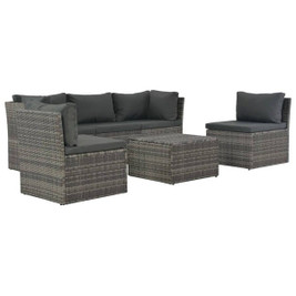 vidaXL 3001249 - 4 Piece Garden Lounge Set with Cushions Poly Rattan