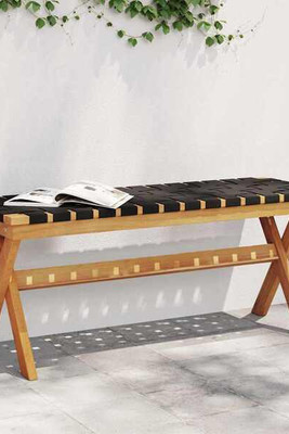 vidaXL 3033519 - Garden Bench Solid Wood Acacia and Fabric