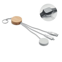 GiftRetail MO2451 - BULE Key ring with 4 in 1 60W cable
