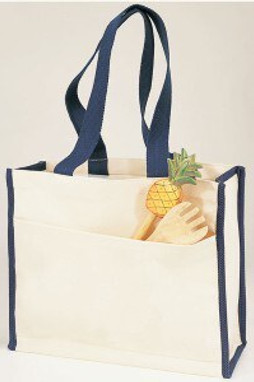 Q-Tees Q1100 - Canvas Gusset Tote Bag with Colored Handles