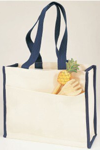 Q-Tees Q1100 - Canvas Gusset Tote Bag with Colored Handles