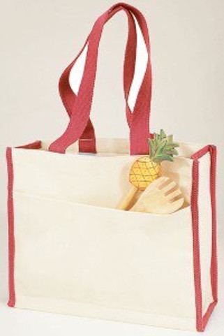 Q-Tees Q1100 - Canvas Gusset Tote Bag with Colored Handles