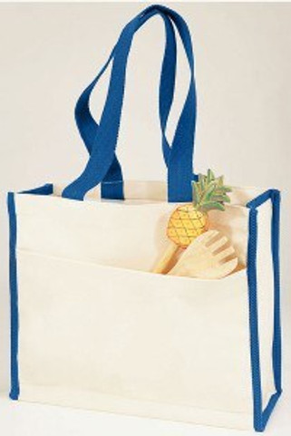 Q-Tees Q1100 - Canvas Gusset Tote Bag with Colored Handles