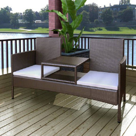 vidaXL 3000805 - Canapé de jardin 2 places et table à thé Résine tressée Marron