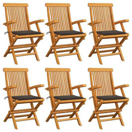 vidaXL 3007213 - Garden Chairs with Cushions 6 pcs Solid Teak Wood