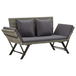 vidaXL 299652 - Garden Bench with Cushions 176 cm Poly Rattan