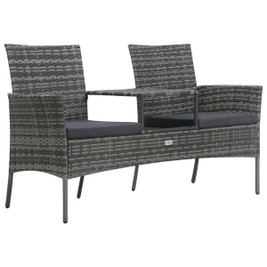vidaXL 3000805 - 2-Seater Garden Sofa with Tea Table Poly Rattan
