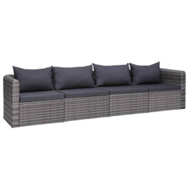 vidaXL 3000816 - 4 Piece Garden Sofa Set with Cushions Poly Rattan