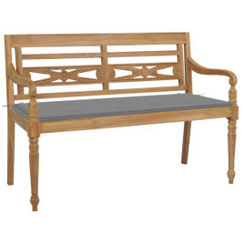 vidaXL 3006583 - Batavia Bench with Cushion 120 cm Solid Teak Wood