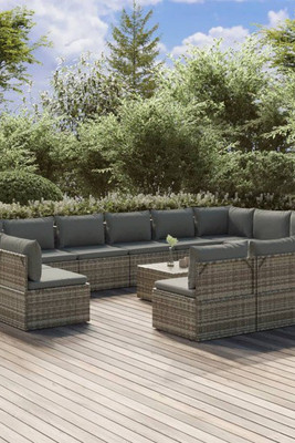vidaXL 3028958 - Salon de jardin 14 pcs avec coussins Résine tressée