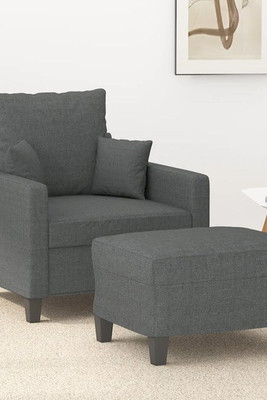 vidaXL 3032118 - Sofa Chair with Footstool Dark 60 cm Fabric