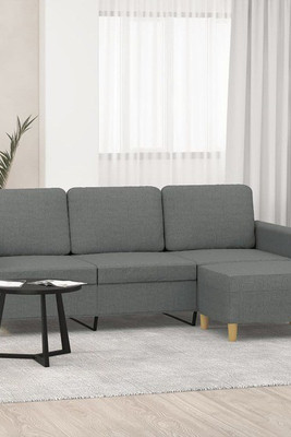 vidaXL 3032132 - 3-Seater Sofa with Footstool Dark 180 cm Fabric
