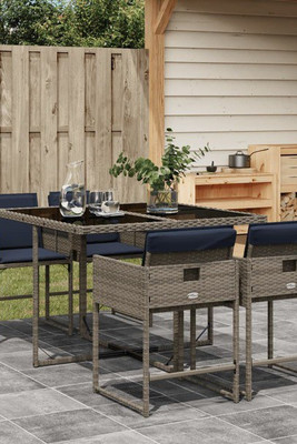 vidaXL 3043045 - Ensemble à manger de jardin 5 pcs coussins gris résine tressée