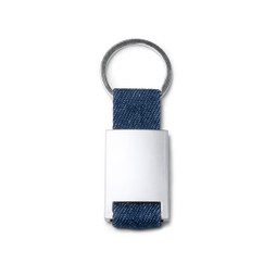 Claps 47173 - Rectangular Denim Fabric Keychain with Metal
