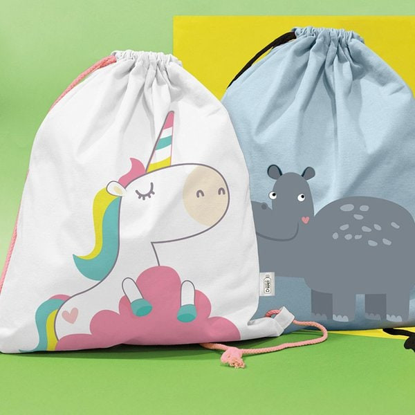 Claps 64308 - Zainetto con Corda e Animali Carini