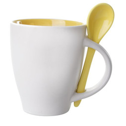 Claps 74006 - Mug en Céramique Coloré avec Cuillère