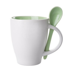 Claps 74006 - Tazza in Ceramica Colorata con Cucchiaio