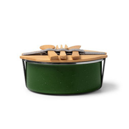 Claps 74335 - Retro Metall Lunchlåda med Keramisk Beläggning och Bambulock