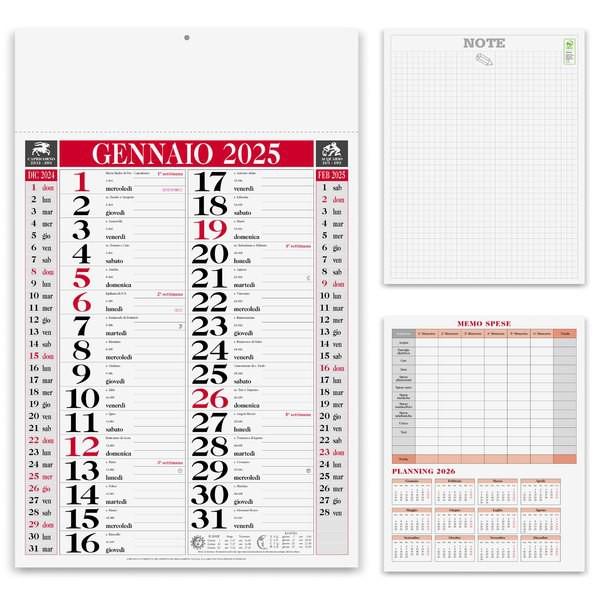 Claps 007 - Calendario Mensile Classico con Festività Internazionali