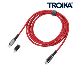 TROIKA CBL20 - High-Speed USB-C Cable with Display and Adapter