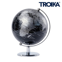 TROIKA G2001 - Sophisticated Black and Silver Globe with Chrome Base