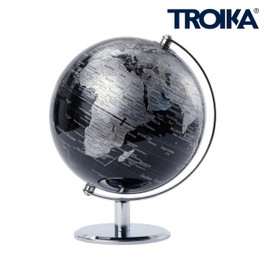 TROIKA G2001 - Sophisticated Black and Silver Globe with Chrome Base