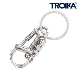 TROIKA KR2414 - Stainless Steel Keyring with Carabiner Clip