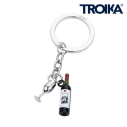 TROIKA KR2416 - Wine Bottle and Glass Keyring Charm